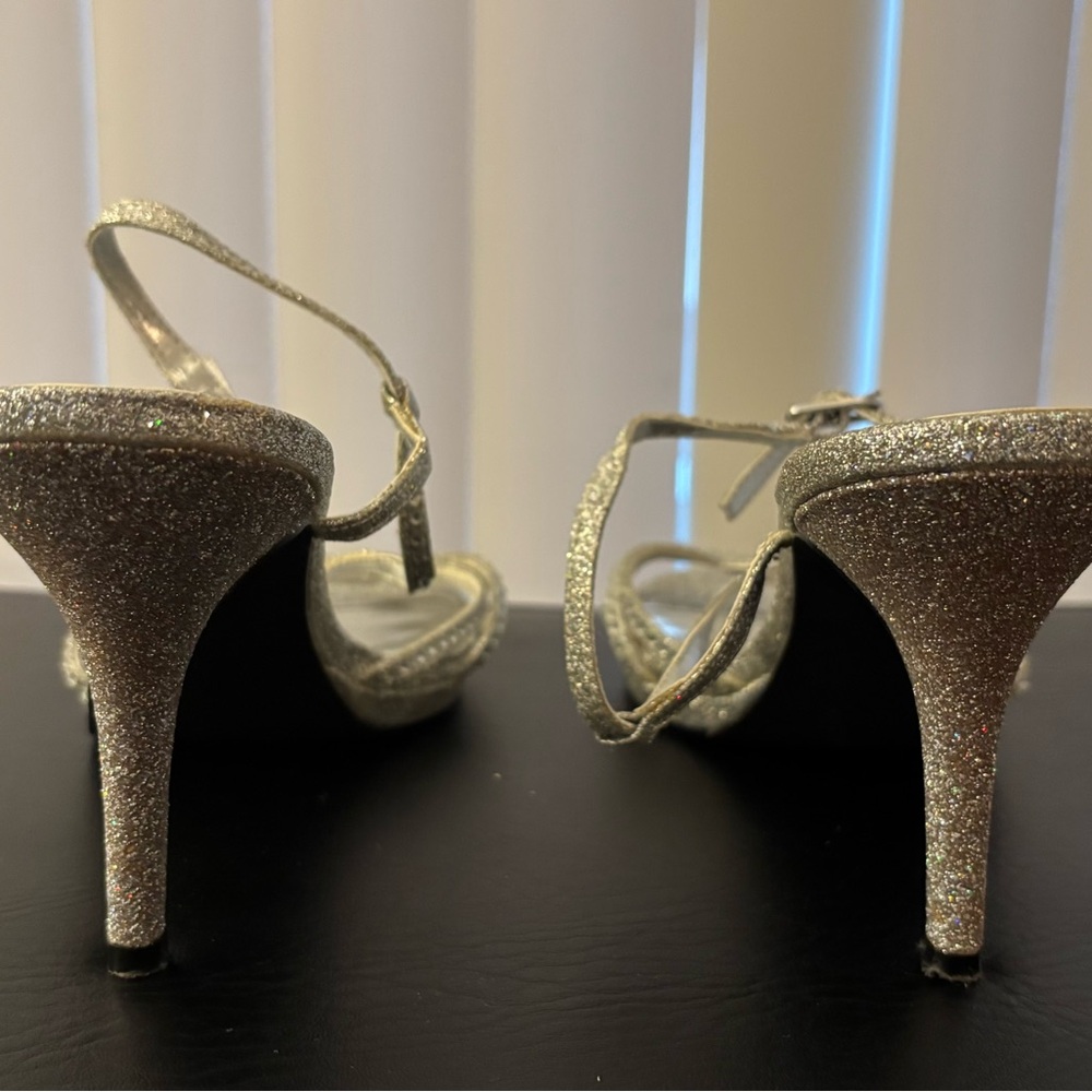 Nina Silver Glitter Women’s Dress Shoes Heels with Straps Size 9M - Picture 8 of 12